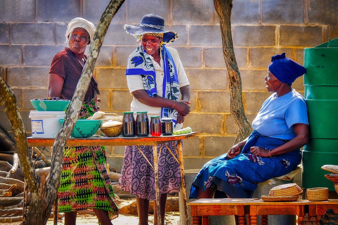 women, market, african